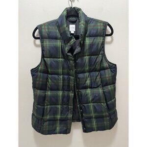 J Jill Down Blue Plaid Puffer‎ Vest Size Medium